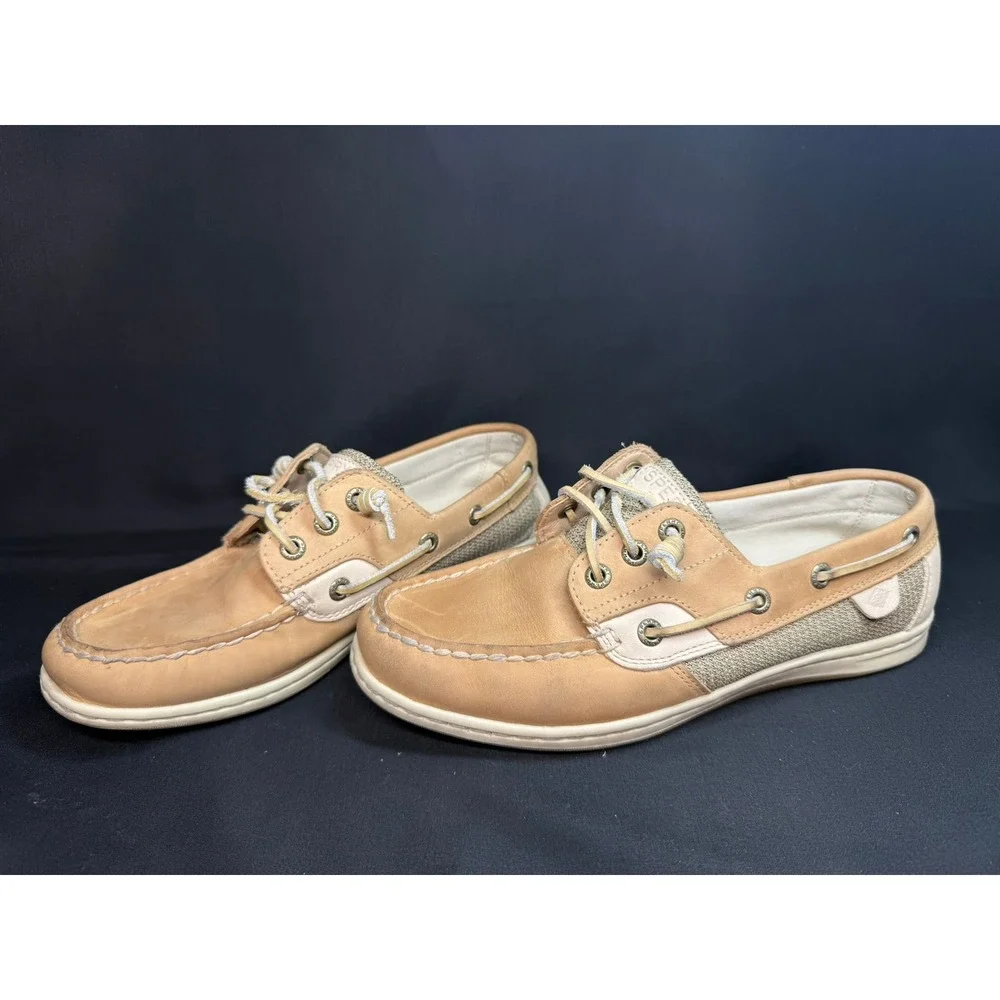 Sperry Top Sider Womens Boat Shoes Tan‎ Leather Lace Up Sz 7 STS95588